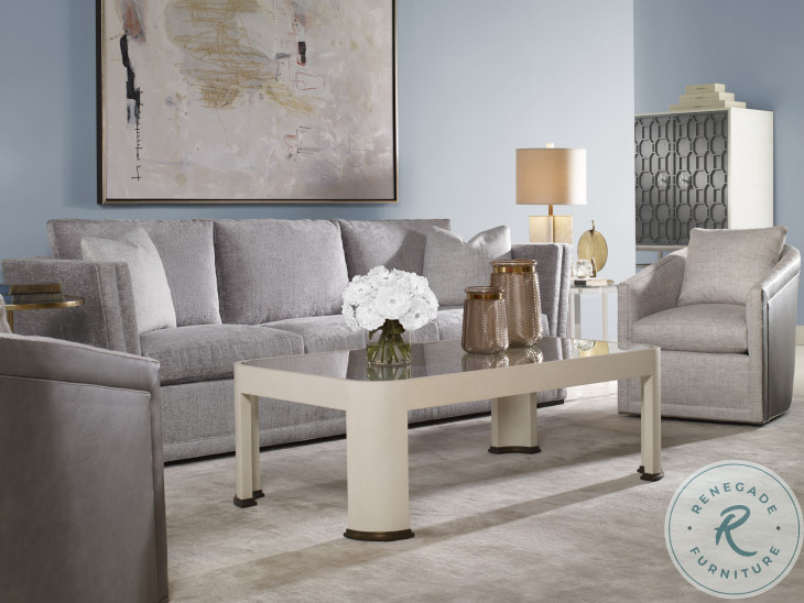 Chicago Off White And Antique Brass Chairside Table