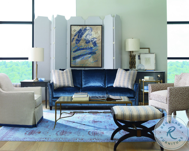 SF51 Inlaid Mirror And Antique Bronze Chairside Table
