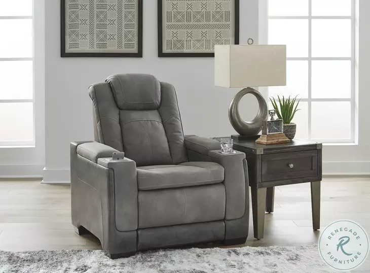 Next-Gen DuraPella Slate Performance Fabric Power Recliner With Adjustable Headrest