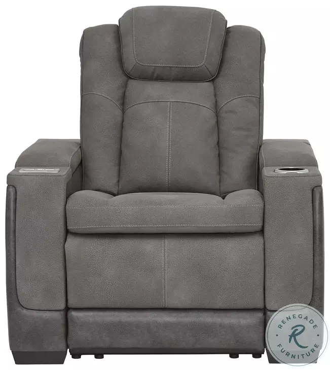 Next-Gen DuraPella Slate Performance Fabric Power Recliner With Adjustable Headrest