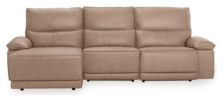 Branford Camel Leather 3 Piece Modular Power Reclining Sectional with USB Charging