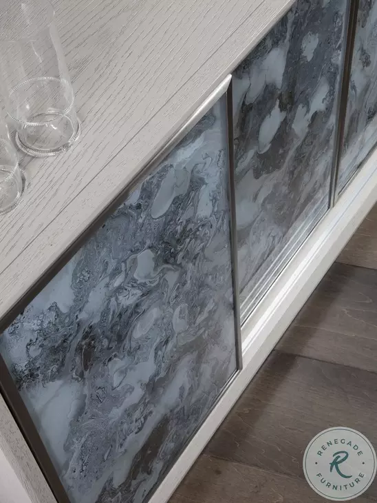 Signature Designs Gray And White Sandblasted Metaphor TV Stand