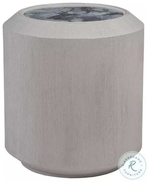 Signature Designs Gray And White Sandblasted Metaphor Round End Table