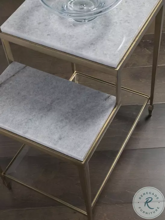 Signature Designs Quartz And Antiqued Gold Leaf Sashay Rectangular End Table