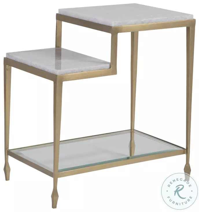 Signature Designs Quartz And Antiqued Gold Leaf Sashay Rectangular End Table