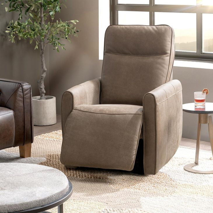 Vivica Toffee Leather Power Recliner with USB Charging