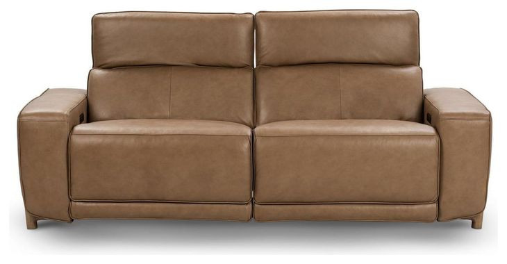 Kadon Tan Leather 85" Power Reclining Sofa with USB Charging