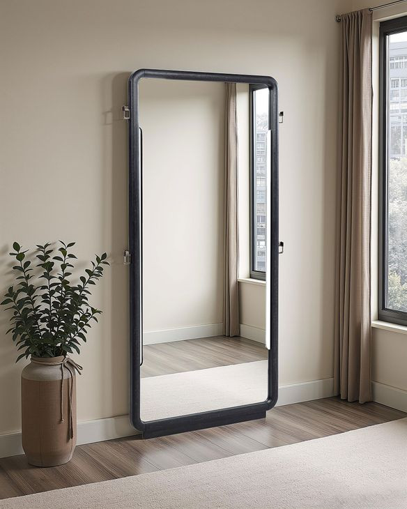Leandro Burnished Black Floor Mirror
