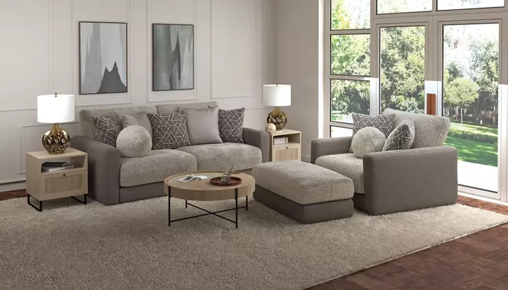 Reddington Umber 96" Sofa with Cuddler Cushions