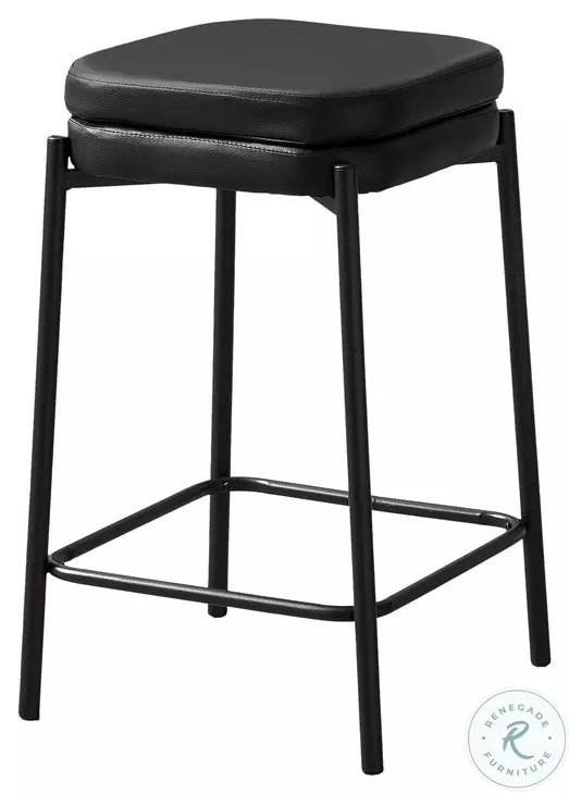 2225 Black Leather Look Bar Stool Set Of 2