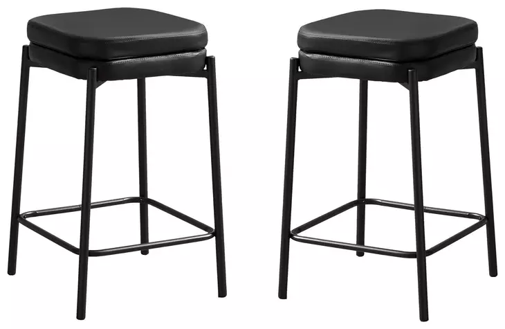 2225 Black Leather Look Bar Stool Set Of 2