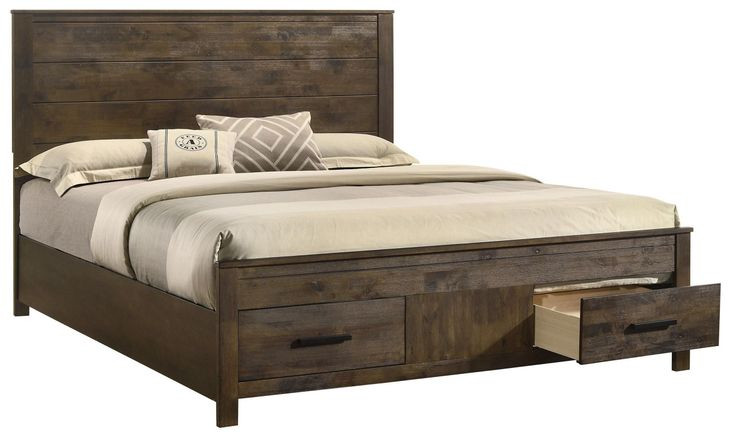 Woodmont Rustic Golden Brown King Panel Storage Bed