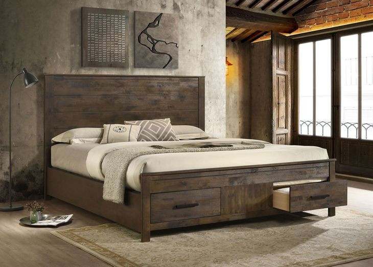 Woodmont Rustic Golden Brown California King Storage Panel Bed