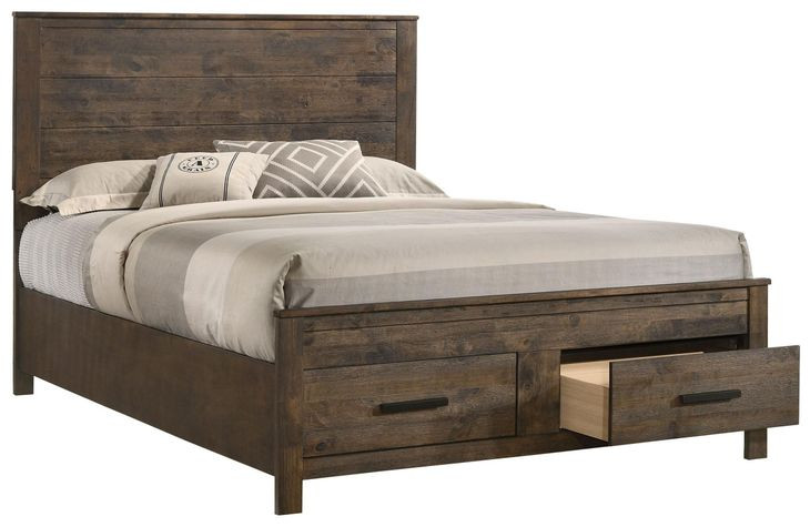 Woodmont Rustic Golden Brown Queen Panel Storage Bed