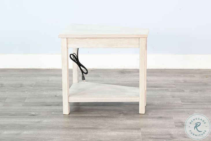 Hearthwood Haven Light Gray 16" Triangular Chair Side Table