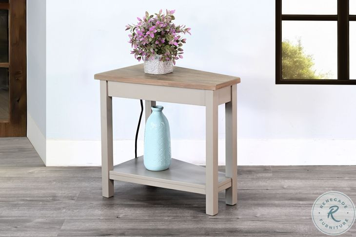 Whimora Light Gray 24" Triangular Chair Side Table