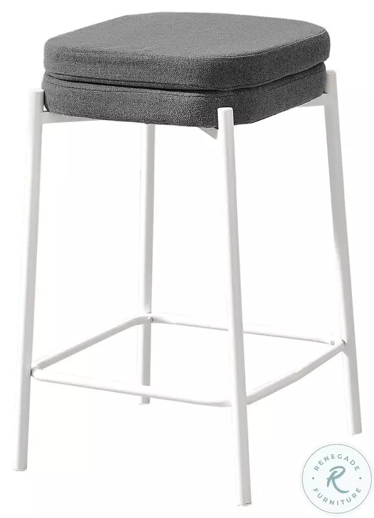 2227 Grey Fabric And White Metal Bar Stool Set Of 2