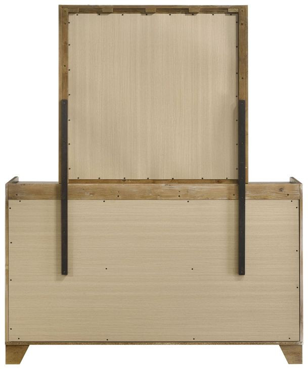 Henderson Medium Oak and Gray Upholstered Bookcase Panel Bedroom Set