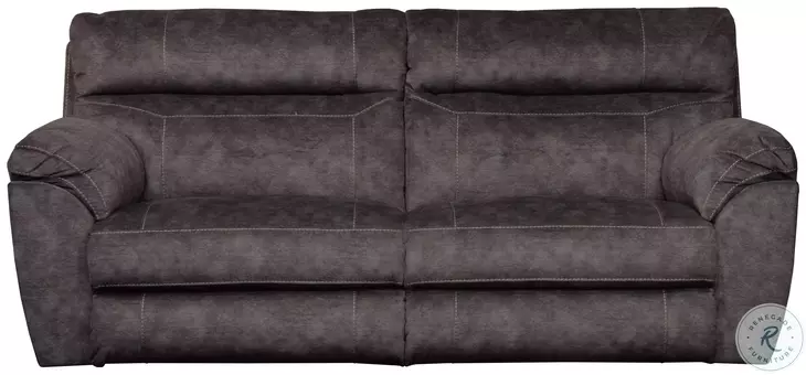 Sedona Smoke Lay Flat Power Reclining 91" Sofa With Power Headrest