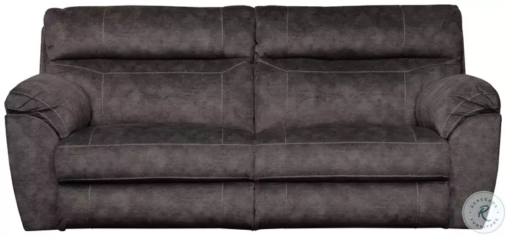 Sedona Smoke Lay Flat Power Reclining 91" Sofa With Power Headrest And Lumbar