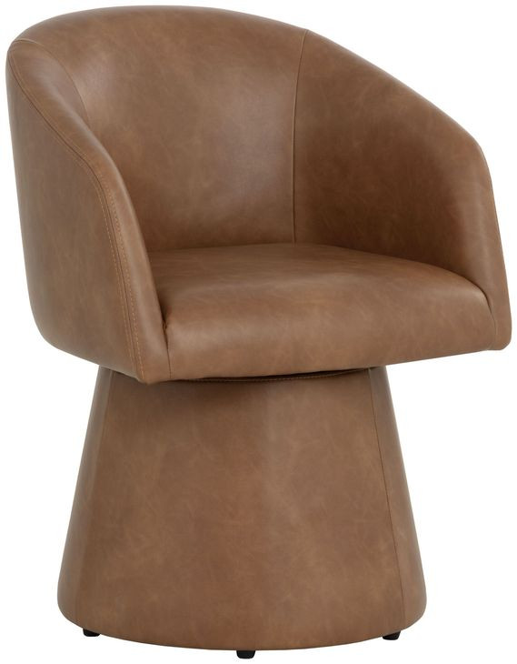 Ettara Copley Cognac Upholstered Swivel Dining Armchair
