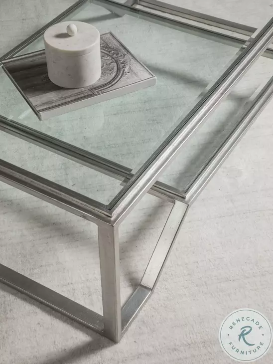 Metal Designs Silver Leaf Byron Rectangular Cocktail Table