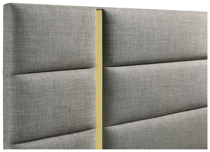 Ines Gray and Gold King Upholstered Panel Bed