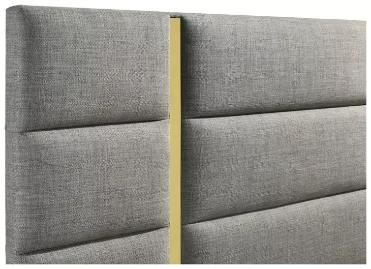 Ines Gray and Gold Queen Upholstered Panel Bed