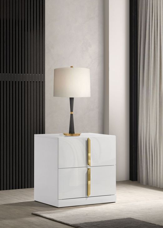 Ines White 2 Drawer Nightstand