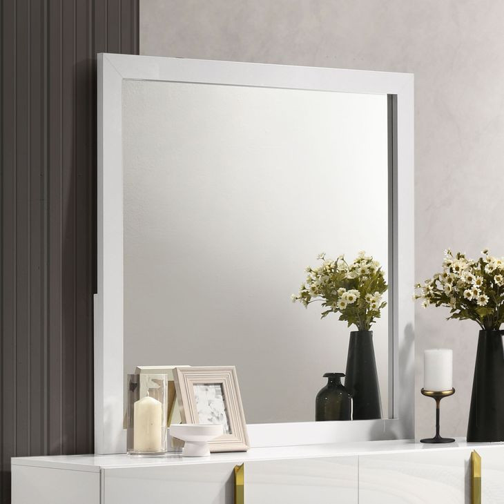 Ines White Square Dresser Mirror