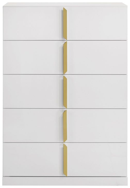 Ines White 5 Drawer Chest