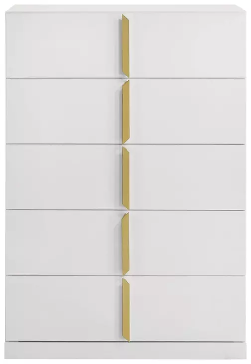 Ines White 5 Drawer Chest
