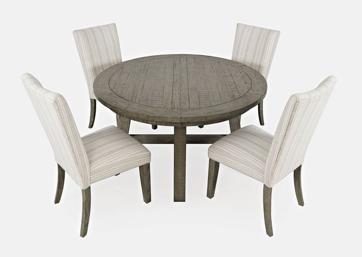 Telluride Driftwood Gray and White Upholstered 5 Piece Dining Set