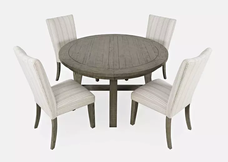 Telluride Driftwood Gray and White Upholstered 5 Piece Dining Set