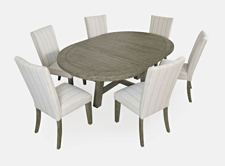 Telluride Driftwood Gray and White Upholstered 7 Piece Dining Set