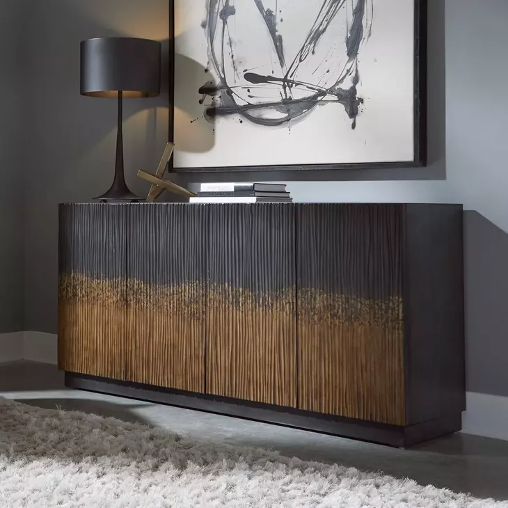 Florentine Satin Espresso 4 Door Accent Cabinet