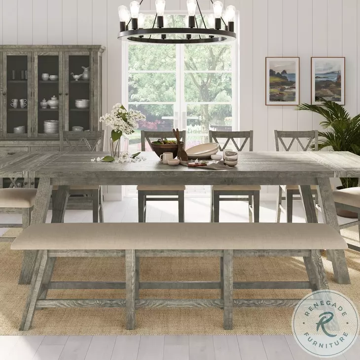 Telluride Beige Upholstered Counter Height Bench