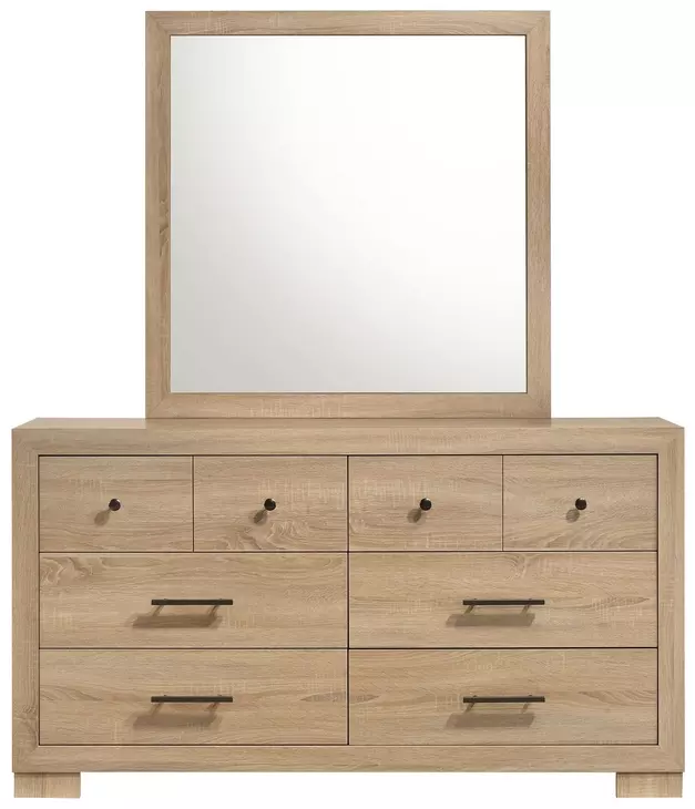 Arielle Light Oak 6 Drawer Dresser with Mirror