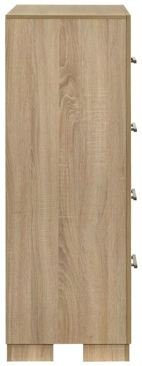 Arielle Light Oak and Light Tan Upholstered Bookcase Storage Panel Bedroom Set