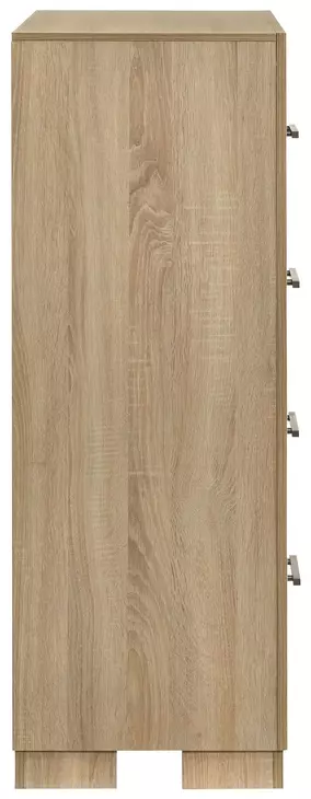 Arielle Light Oak and Light Tan Upholstered Bookcase Storage Panel Bedroom Set