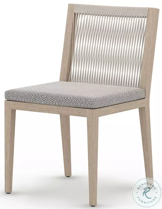 Sherwood Faye Ash and Washed Brown Performance Fabric Outdoor Dining Chair