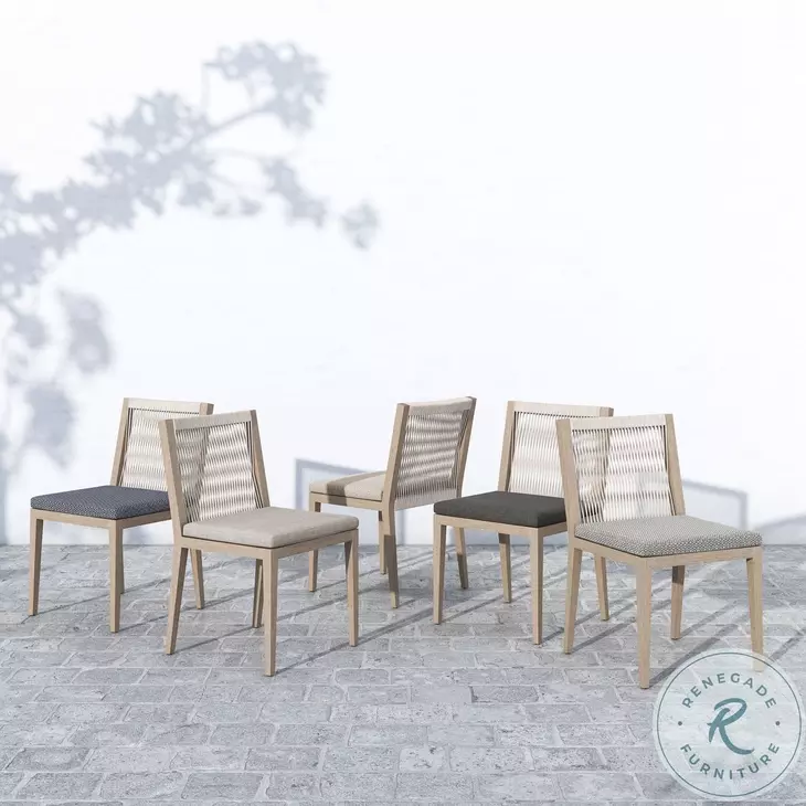 Sherwood Faye Ash and Washed Brown Performance Fabric Outdoor Dining Chair