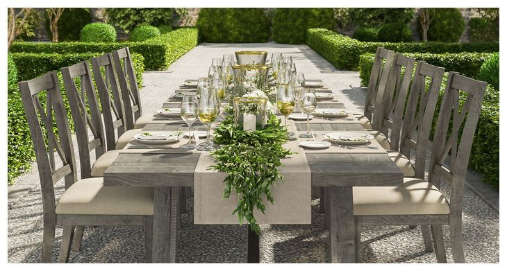 Telluride Driftwood Gray Trestle Extendable Counter Height Dining Table