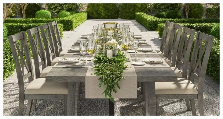 Telluride Driftwood Gray Trestle Extendable Counter Height Dining Table
