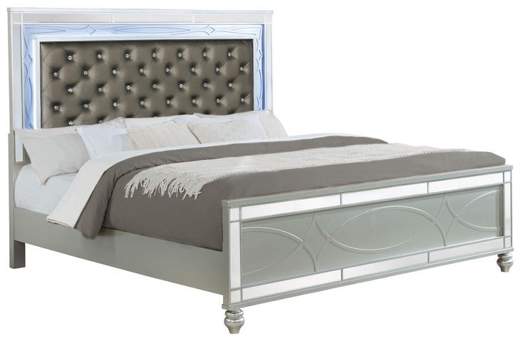 Gunnison Silver Metallic King Panel Bed