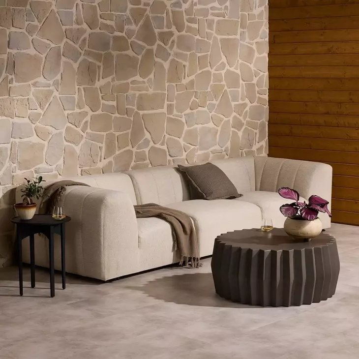 Gwen Faye Sand Performance Fabric Outdoor Modular 121" Sofa