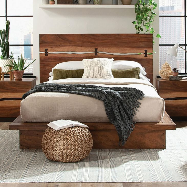 Winslow Smokey Walnut and Coffee Bean King Platform Bed