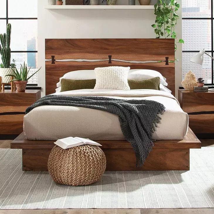 Winslow Smokey Walnut and Coffee Bean Queen Platform Bed