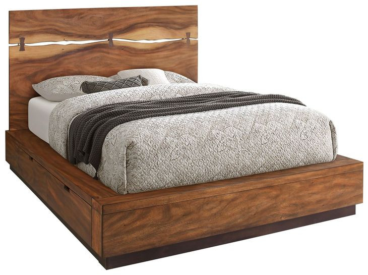 Winslow Smokey Walnut and Coffee Bean Queen Storage Platform Bed
