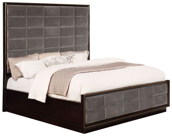 Durango Smoked Peppercorn and Gray California King Upholstered Panel Bed